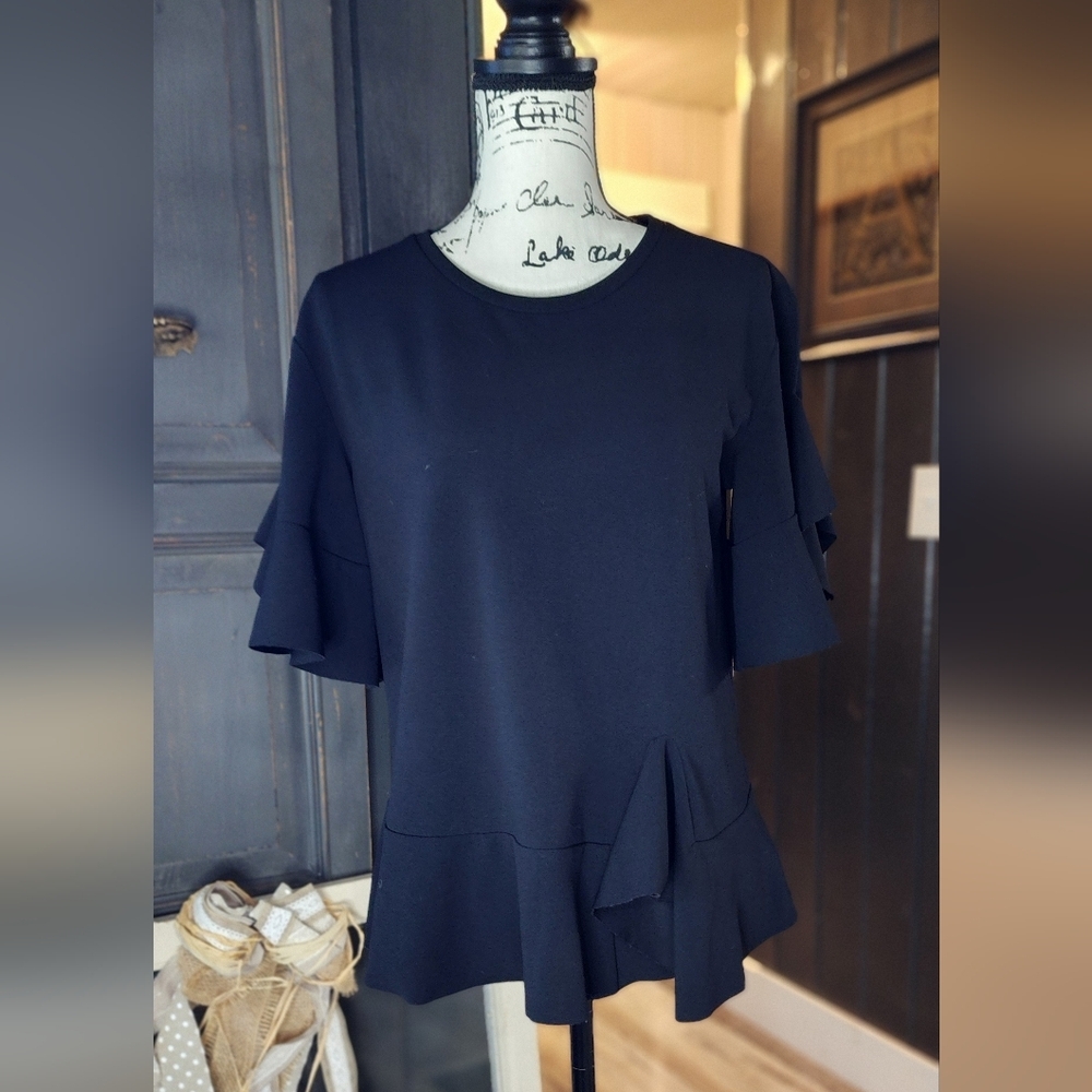 Worthington Black Ruffle Blouse